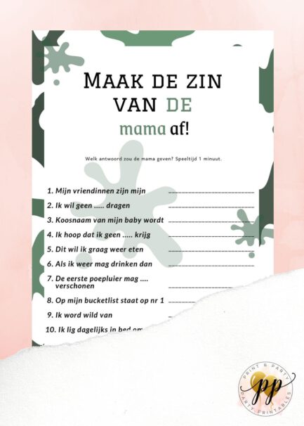 Baby - Maak de zin van de mama af- Army