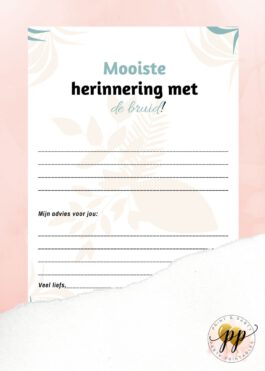 Vrijgezellen – Mooiste herinnering met de bruid – Blossem