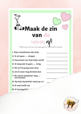 Baby – Maak de zin van de mama af – Giraffe