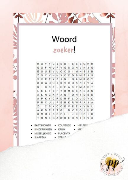 Baby - Woordzoeker - Rose Gold