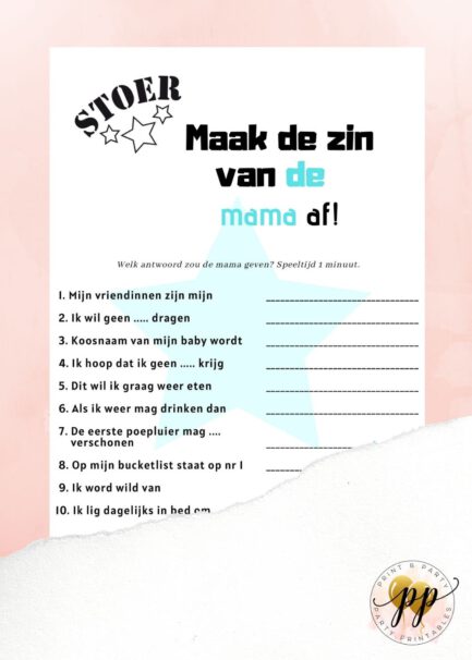 Baby - Maak de zin van de mama af - Stoer