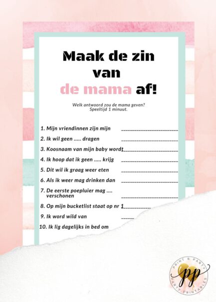 Baby - Maak de zin van de mama af - Stripes