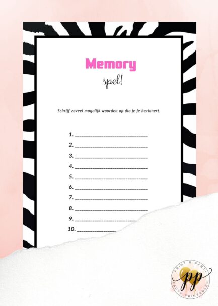 Baby - Memory spel - Zebra