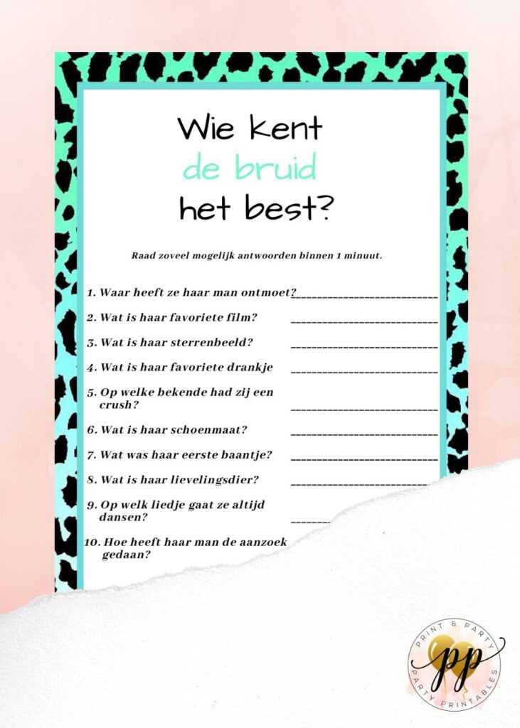 Vrijgezellen – Wie kent de bruid het best? – Print & Party