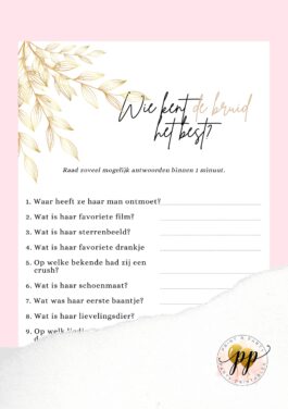 Vrijgezellen – Wie kent de bruid het best? – Wedding Elements