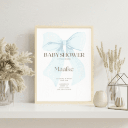 Baby Aanpasbare Uitnodiging – Strik Blauw