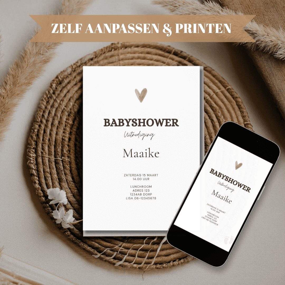 Baby Aanpasbare Uitnodiging - Zacht - Afbeelding 4